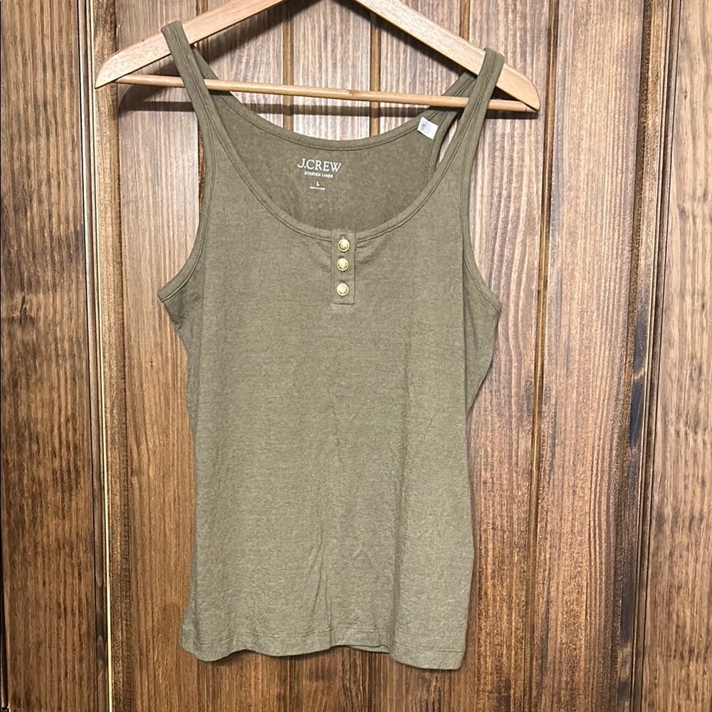 J. Crew Women's Olive-hued Linen-blend Tank Top